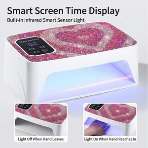 Lampe à ongles professionnelle portable sans fil UV LED en forme de cœur avec strass, séchoir à gel rechargeable pour fournitures de salon de manucure en gros - Product Image 3