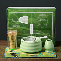 Service à thé matcha traditionnel en bambou fait à la main de 7 kit de tasses matcha écologiques avec boîte cadeau