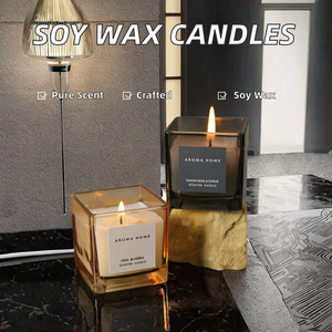 Fabricants Vente en gros Bougies d'aromathérapie romantiques Boîtes en verre colorées carrées faites à la main Cadeaux de Noël pour la décoration de la maison - Product Image 2