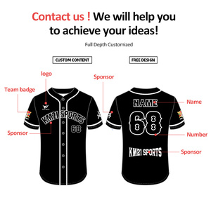 Polyester sur mesure Sublimation Baseball Jersey Uniforme Nouveau Style Demi Manches Séchage Rapide Bouton Complet Respirant Grande Taille - Product Image 3