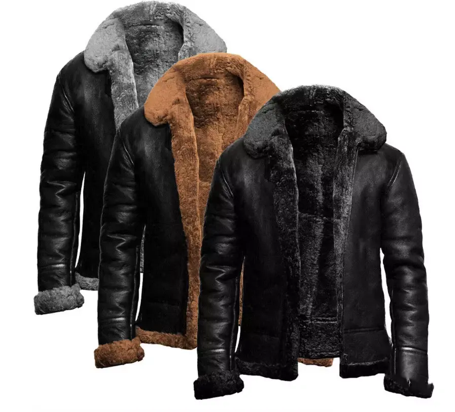 Warm Inner New Design Winter PU Leather Long Coat Leather Jacket Slim Fit PU Leather Plus Size Men's Jacket