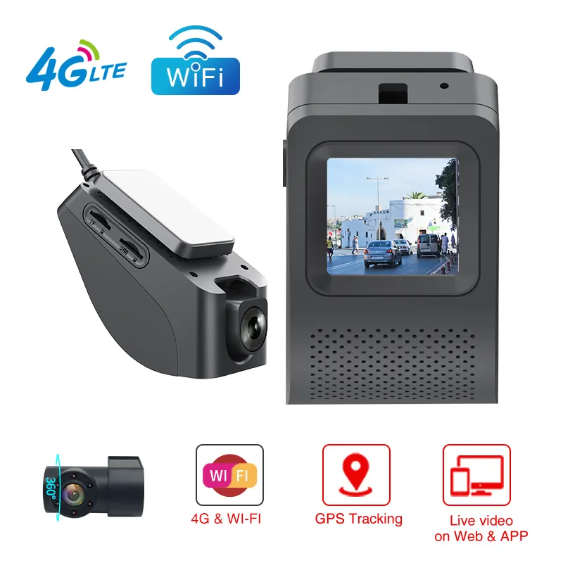 K19 dual lens HD1080P 4g mini dashcam with wifi and GPS tracking for fleet management fit cmsv6 platform IR night vision