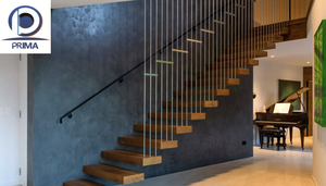 Scala Moderna Dritta a Sbalzo con Gradini in Legno <span class=keywords><strong>e</strong></span> Trave Decorativa per Uso Domestico - Product Image 4