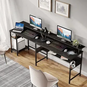 PC-Schreibtisch Computer-Eck schreibtisch mit Monitorst änder Computer tisch L-förmig mit LED-Streifen und Steckdosen