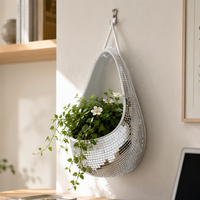 Pot de fleurs suspendu à finition miroir, auto-arrosant, hydroponique, panier décoratif pour la décoration murale de la maison