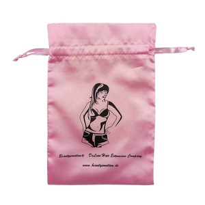 Sac de rangement personnalisé en satin de coton imprimé avec cordon de serrage pour extensions capillaires, perruques, fermetures en dentelle, pochette d'emballage pour envoi postal - Product Image 1