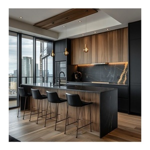 Sang trọng bền <span class=keywords><strong>Veneer</strong></span> Hội Đồng Quản trị lưu trữ tủ Đen Đảo Chìm cơ sở tủ bếp cho phòng khách - Product Image 4