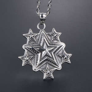 Collier avec pendentif étoile en acier inoxydable pour hommes et femmes, Design Vintage à cinq branches, bijoux cadeau SP590 - Product Image 2