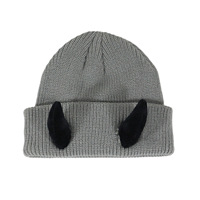 Bonnet tricoté sans bord en forme de cornes d'ours pour Halloween, avec logo brodé, nouveauté, haute qualité, vente en gros