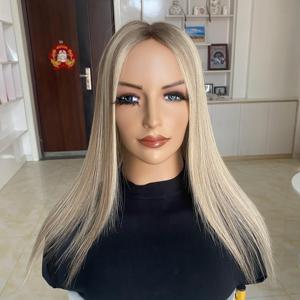 Listo para enviar: Topper de cabello mono de 7.5"*8" con encaje completo y atado a mano, con base de PU, de cabello humano europeo para mujer. - Product Image 4