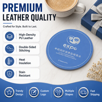 Sous-verre en cuir PU de qualité supérieure avec logo personnalisé, imperméable, antidérapant, sous-verre promotionnel pour hôtel