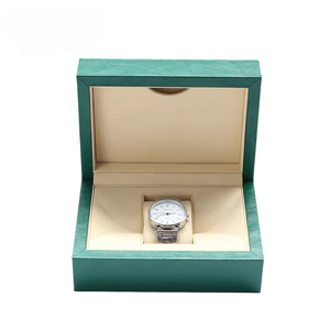 Estuche de Reloj de Cuero Verde Premium con Diseño en Relieve Ondulado, Caja de Regalo de Lujo para Reloj Individual con Forro Suave Extraíble - Product Image 5