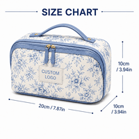 Trousse de Toilette de Voyage Florale Personnalisée pour Femme, Organisateur de Maquillage, Sac Cosmétique de Voyage avec Poignée Supérieure