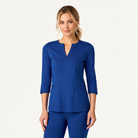 Hauts de travail médicaux YUHONG modernes extensibles à col en V et manches longues pour femmes, uniformes d'hôpital, tenues de travail pour médecins avec poches