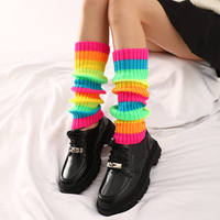 Guêtres de botte Goth d'hiver Offre Spéciale pour femmes filles japonais Lolita jambières néon longues chaussettes d'équipage anti-dérapant gothique tricot manchette