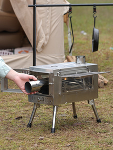 Poêle à <span class=keywords><strong>bois</strong></span> miniature portable abordable en acier inoxydable - Ustensiles de cuisine pour le camping et les voyages en plein air - Product Image 5