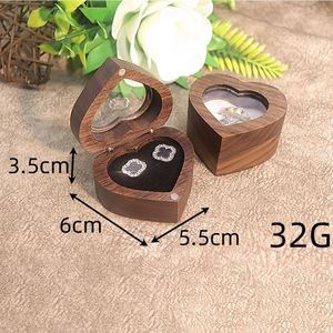 Boîte à bague en bois en forme de cœur avec <span class=keywords><strong>fenêtre</strong></span> transparente pour demande en mariage - Product Image 4