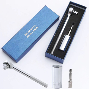 Jeu de clés à douille universelles en acier au carbone DZ, outil multifonction à super adhérence pour le bricolage, outils manuels à couple réglable métrique OEM 1/4" - Product Image 4