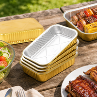 Barquettes jetables en aluminium GX-PACK de Guangzhou, mini-moules à pain rectangulaires dorés, résistantes au four, qualité alimentaire, pour plats à emporter et barbecue