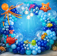 Kit de guirlande de ballons pour fête sur le thème de la mer, avec ballons en feuille de métal représentant des créatures marines, pour les anniversaires des enfants, les fêtes sur la plage ou à la piscine, décorations de fête