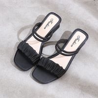 2026 Damen Mode Sommer Eckige Zehenpartie Hochhackige Sandalen Europa Damen Mädchen Outdoor Casual Einkaufs-Slipper