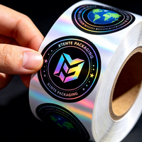 Etiqueta Adhesiva Brillante Personalizada con Logotipo Privado Impreso en Color Arcoíris Holográfico Resistente al Aceite para Manualidades con Velas