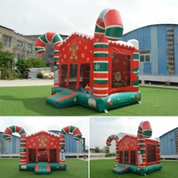 Château gonflable commercial en PVC pour Noël, maison de rebond gonflable Père Noël et bonhomme de neige, idéal pour la location à domicile ou les centres commerciaux