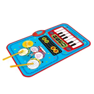 Musical instruments baby electric drum piano play mat with lights music