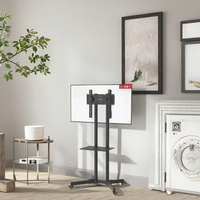 Carrito de TV Móvil Portátil con Soporte Giratorio de Movimiento Completo y Ruedas, Elevador Giratorio para Pantallas de 32''-63'' LCD y Plasma