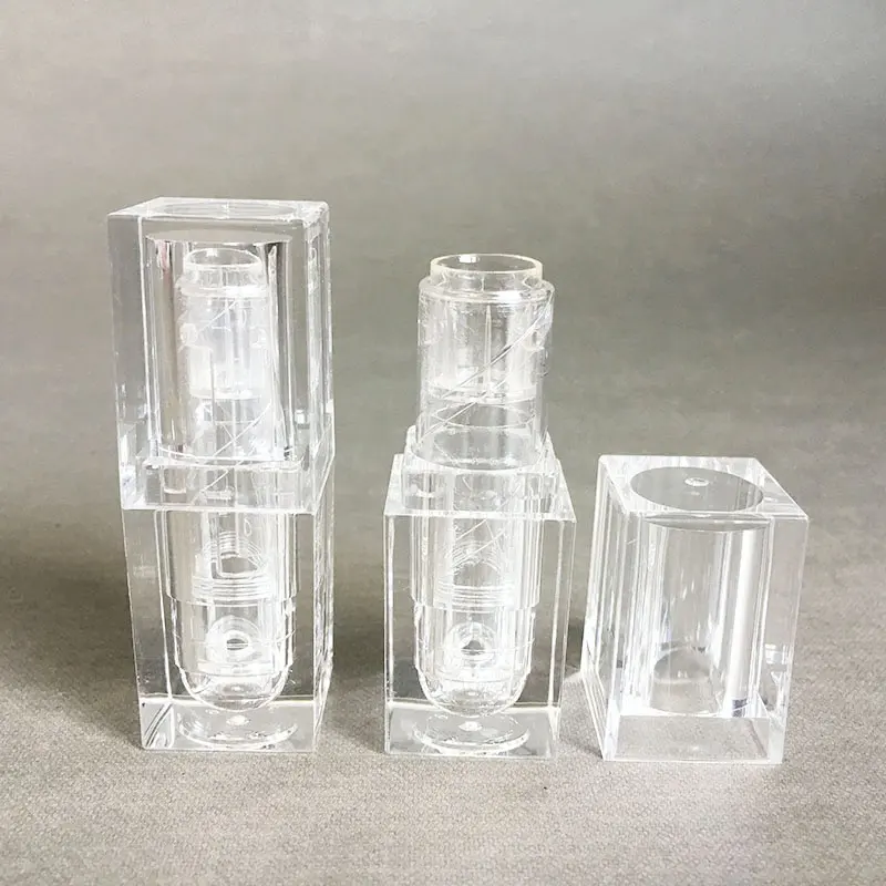 Tubo de barra de labios transparente vacío cuadrado, plástico personalizado, 100mm, marca p-lan, 12,1 piezas