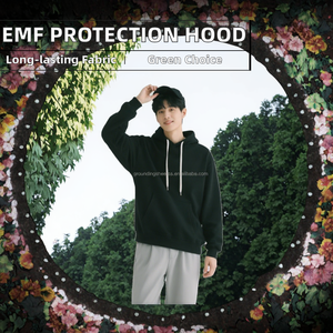 EMF Radiation Protection Autumn Knitted <b>Jacket</b> with Hood <b>Silver</b> Cotton Comfort Antibacterial Anti-mite Eco-Friendly Breathable - Product Image 2