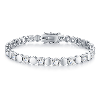 Pulsera de Moissanita con Eslabones Geométricos Hexagonales de Plata Esterlina 925, 15.2g, de Gran Peso, para Mujer, Joyería de Lujo