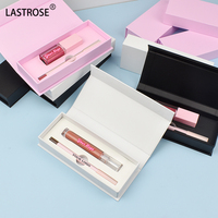 Kits de rouge à lèvres et crayons à lèvres 2-en-1 personnalisés, coffret cadeau de luxe noir, boîtes d'emballage, gloss à lèvres pailleté et crayon à lèvres