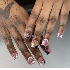 Faux Ongles à Presser Faits Main en Gros, Ongles Acryliques de Luxe 3D Couverture Complète Longs Forme Cercueil French Manucure Pointes Françaises de Haute Qualité - Product Image 1