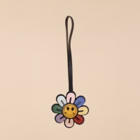 Gantungan Tas Daisy, Ornamen Tali Bunga Wajah Tersenyum Lucu dari Kulit Imitasi untuk Tas Jinjing Kasual, Tas Selempang, Botol Air