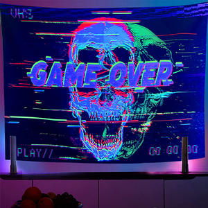 Bohème dessin animé personnage UV réactif Polyester tapisserie DJ musique Animal mur couverture Kawaii chambre décor à la maison décor de fête - Product Image 1