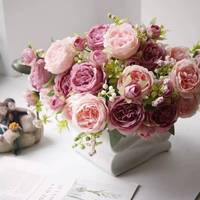 Nouveau style de bouquet de mariage miniature en soie artificielle, orné de pivoines persanes et de roses Fleur de Lys