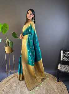 Sarees de Seda Suave Listos para Usar, Sarees de Fiesta, Sarees de Boda para Mujer, Sarees de Novia Indios Disponibles en Grandes Cantidades - Product Image 3