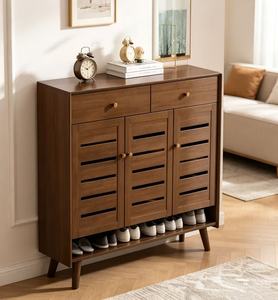 Modern Solid Wood <b>Shoe</b> Cabinet With <b>Storage</b> Drawers And Ventilated Doors Entryway Furniture For Home Use - Product Image 1