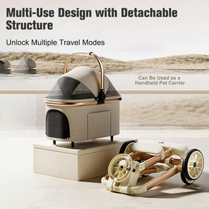 Carrito para Gatos Desmontable con Transportín, Malla Transpirable, Freno de Seguridad para Cachorros y Gatitos, Fácil de Limpiar, Plegable - Product Image 4
