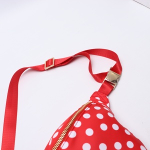 Custom Christmas <b>Red</b> Polka Dot Zipper Waterproof Nylon Waist Bag Cute Sling Jumbo Belt Bag Phone <b>Purse</b> Sport Running Travel - Product Image 3