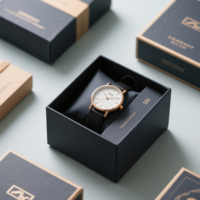 Elegant Luxury Custom Flip Gift Packaging Black Paperboard Watch Box with Matt Lamination and Embossing Direct Factory Supply