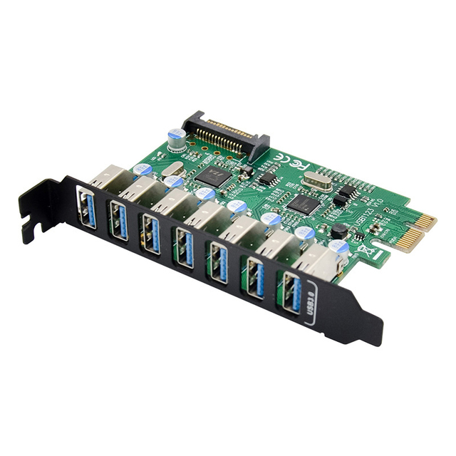 PCI-E Express Card to USB 3.0 7 Port with a 15pin SATA Power Connector PCIE Adapter NEC720201 and VL812 Chipsets