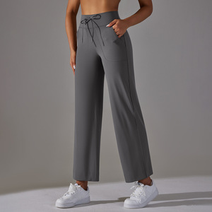 Pantalones Deportivos Personalizados <span class=keywords><strong>Venka</strong></span> para Mujer, Suaves, de Cintura Alta, con Cordón Ajustable, Diseño de Pierna Ancha, con Bolsillos, para Fitness, Entrenamiento, Yoga, Holgados - Product Image 4
