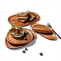 Plateau de service moderne en bois écologique pour mariage, motif uni, forme irrégulière, pour plats, assiettes, snacks, pain, fruits, salades, fromages