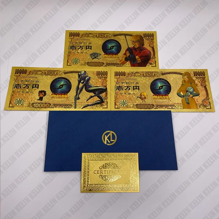 Japan Anime Cobra Limited Edition Cartoon Valuta 10000 Yen Bill 24K Goudfolie Bankbiljetten Met Hoge Kwaliteit