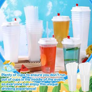 OEM/ODM Food Grade PP <b>Plastic</b> Bubble Tea <b>Cup</b> with Lid Fork Custom Logo 90mm Diameter - Product Image 4