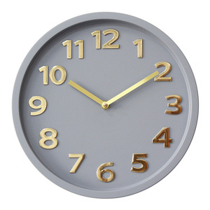 <span class=keywords><strong>Orologio</strong></span> da Parete Silenzioso Rotondo in Plastica con Numeri Arabi 3D da 30 cm (12 Pollici) con Lancette in Alluminio Oro Bianco Nero Arancione - Product Image 4