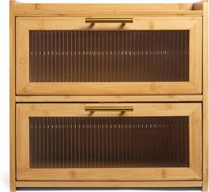 Boîte à pain en bambou extra large réutilisable non toxique Gennua pour le comptoir de cuisine, design à double couche, capacité de 18 livres de pain - Product Image 4