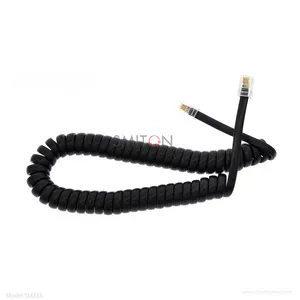 Black 2M Uncoil Length RJ9 Spiral Cable 4P4C Telephone Handset Cord